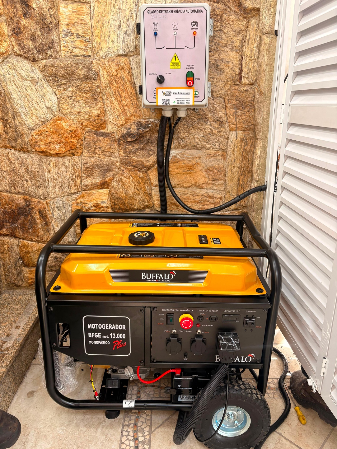 Gerador Buffalo com quadro de transferência automática instalado pela JRS